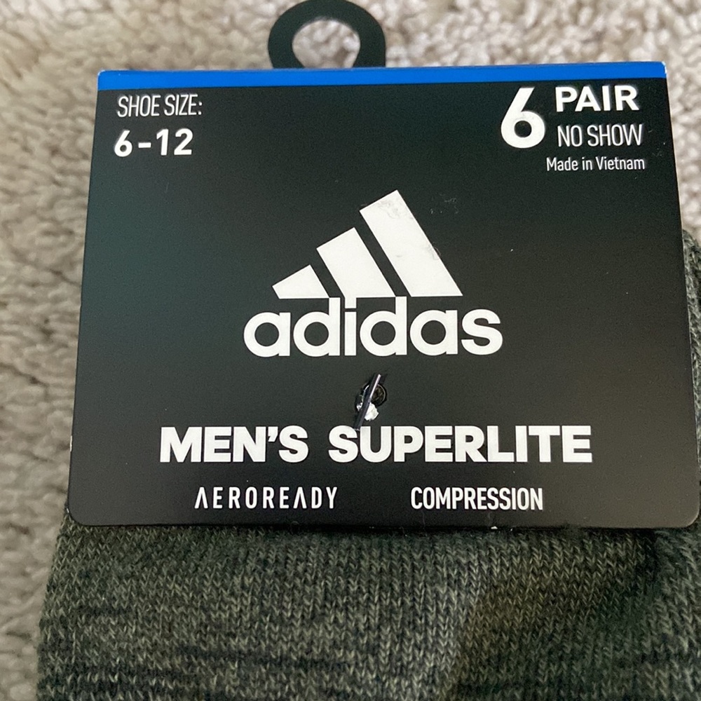 Mens adidas superlite compression 6 pair no show socks - Picture 3 of 5